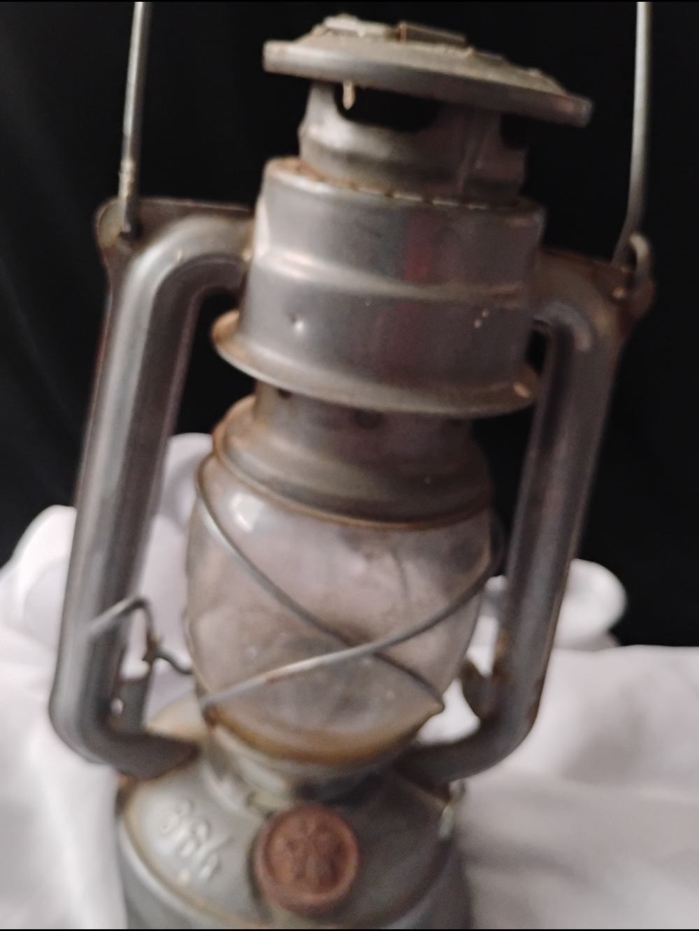 Antique-Style Metal Lantern in Gray Finish